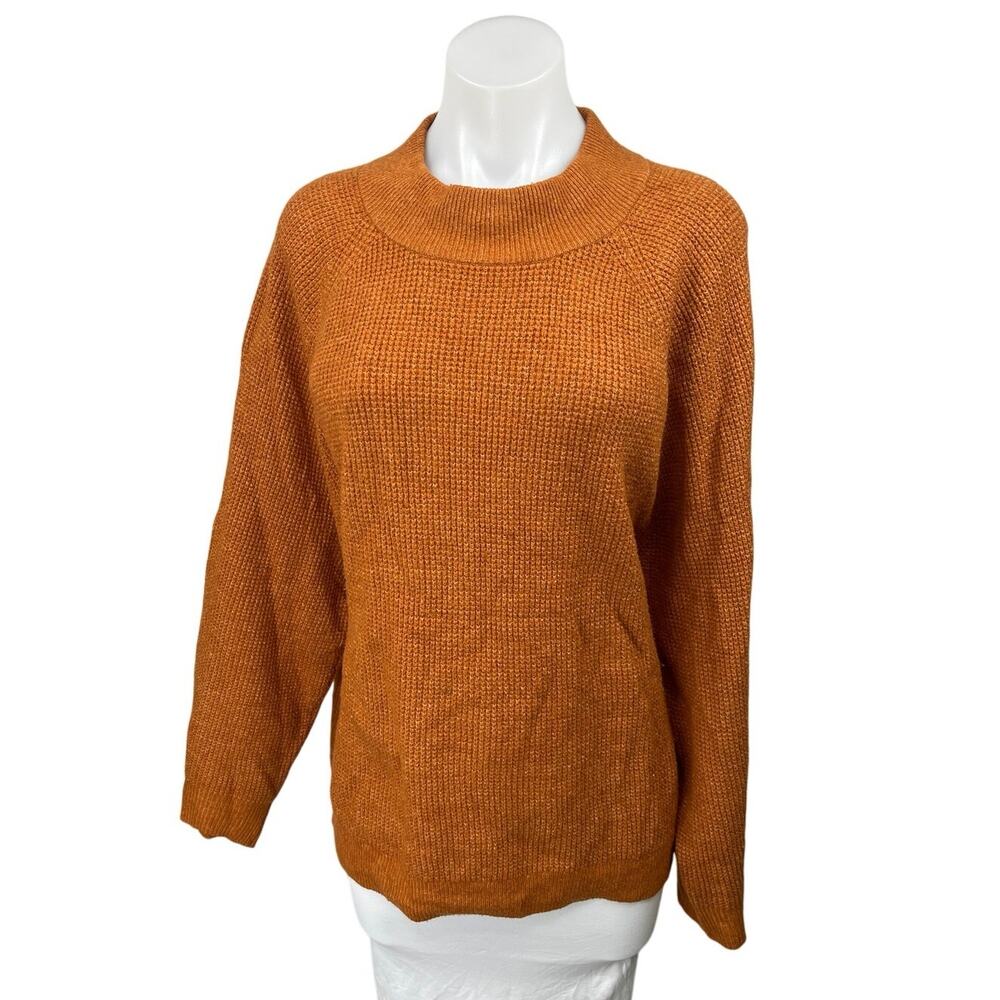 Gap Brown Ribbed Knit Mock Neck Oversized Long Sleeve Pullover Sweater Top Sz XL